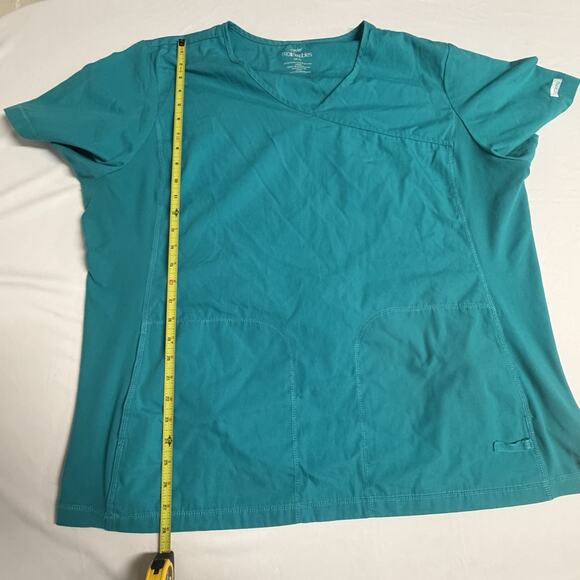 Cherokee Pro Flexibles, Womens Medical Scrub Top Size 3XL, Color Teal, V-Neck - Picture 9 of 9
